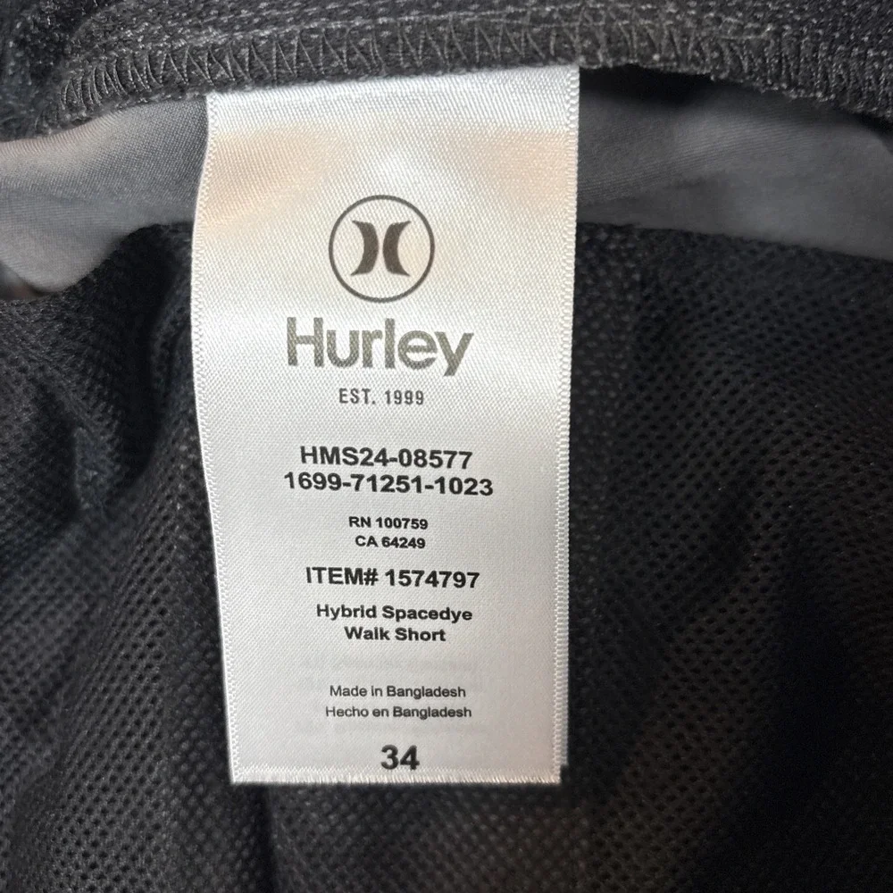 Hurley Men's Grey Hybrid Walk Shorts Performance Golf Size 34